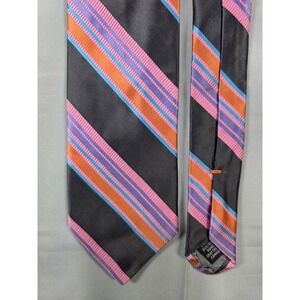 Dion Signature 100% Silk Tie Striped Colorful Office Prep Luxury Power Tie